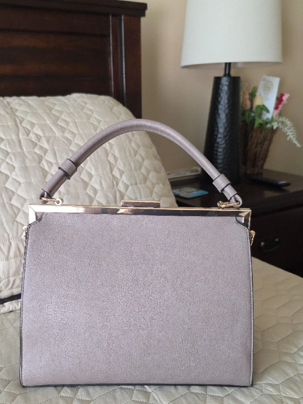 Structured Top-Handle Women's Satchel in Light Taupe